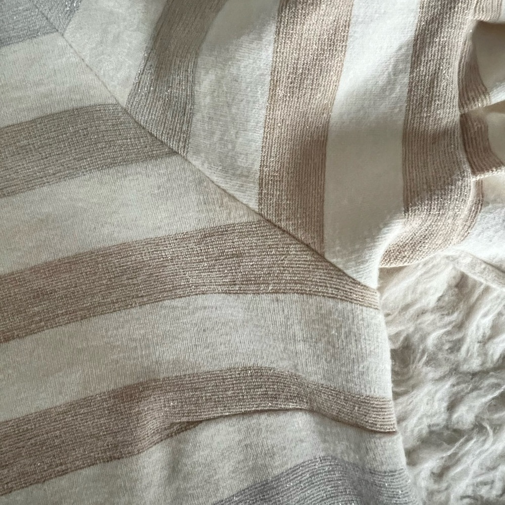 Anthropologie Maeve Helsa Stripe Ruffle Sleeve Cream Sweater Career office - Picture 4 of 8